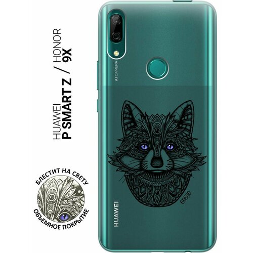 Ультратонкий силиконовый чехол-накладка Transparent для Huawei P Smart Z, Honor 9X с 3D принтом Grand Raccoon ультратонкий силиконовый чехол накладка transparent для huawei p smart z honor 9x с 3d принтом grand rabbit