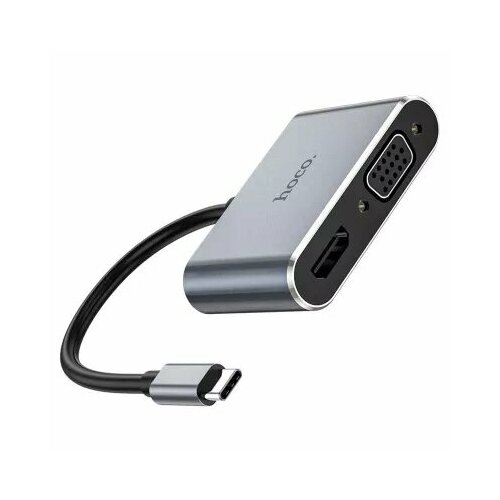 usb c type c концентратор хаб hub 3 0 4 usb type c разъем питания mindpure us023 17cм черный Разветвитель адаптер переходник концентратор Type-C HUB Хаб HOCO HB30 серый металл