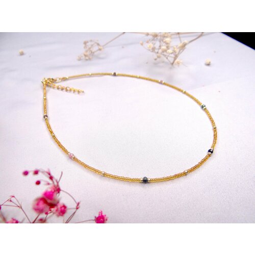 Чокер, турмалин, длина 37 см, мультиколор