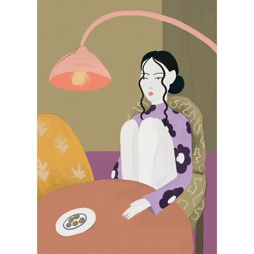 Постер интерьерный Девушка под лампой А4 580₽