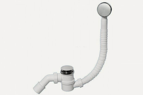 Изображение товара Слив-перелив Mcalpine MRB11, L=330-700 х 34 мм с раздв. перел, 70 мм слив, пробка, выход 40/50 мм, хром