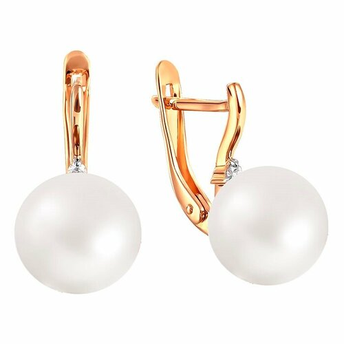 Серьги Prima Exclusive, красное золото, 585 проба, фианит, жемчуг
