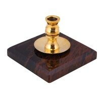 фото Подсвечник обсидиан квадратный латунь h 4 см #81751