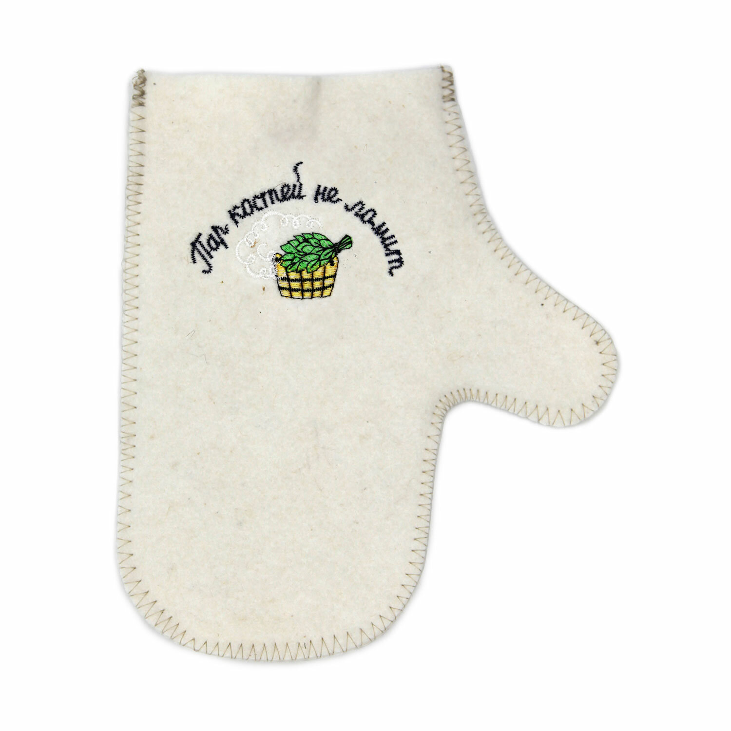 Рукавица для бани БаняМания  Пар костей не ломит   50  шерсти  белая