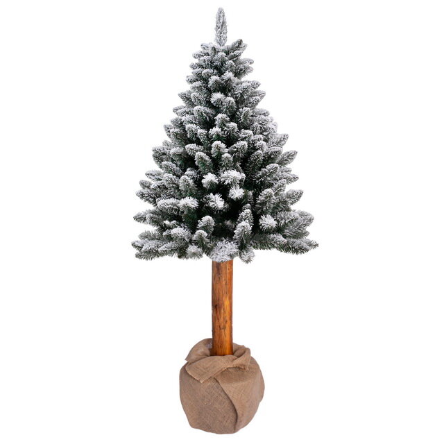 Decorland Искусственная елка Pinus заснеженная 140 см с натуральным стволом, ПВХ DC1079