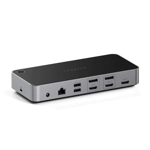 Док-станция Satechi Triple 4K Display Docking Station (2xUSB 3.0, USB 3.1, 2xUSB Type-C, 3xHDMI, 2xDP, RJ-45, Mini jack), Серый космос ST-D4KTM-EU док станция j5create usb c с поддержкой трёх дисплеев интерфейс usb c