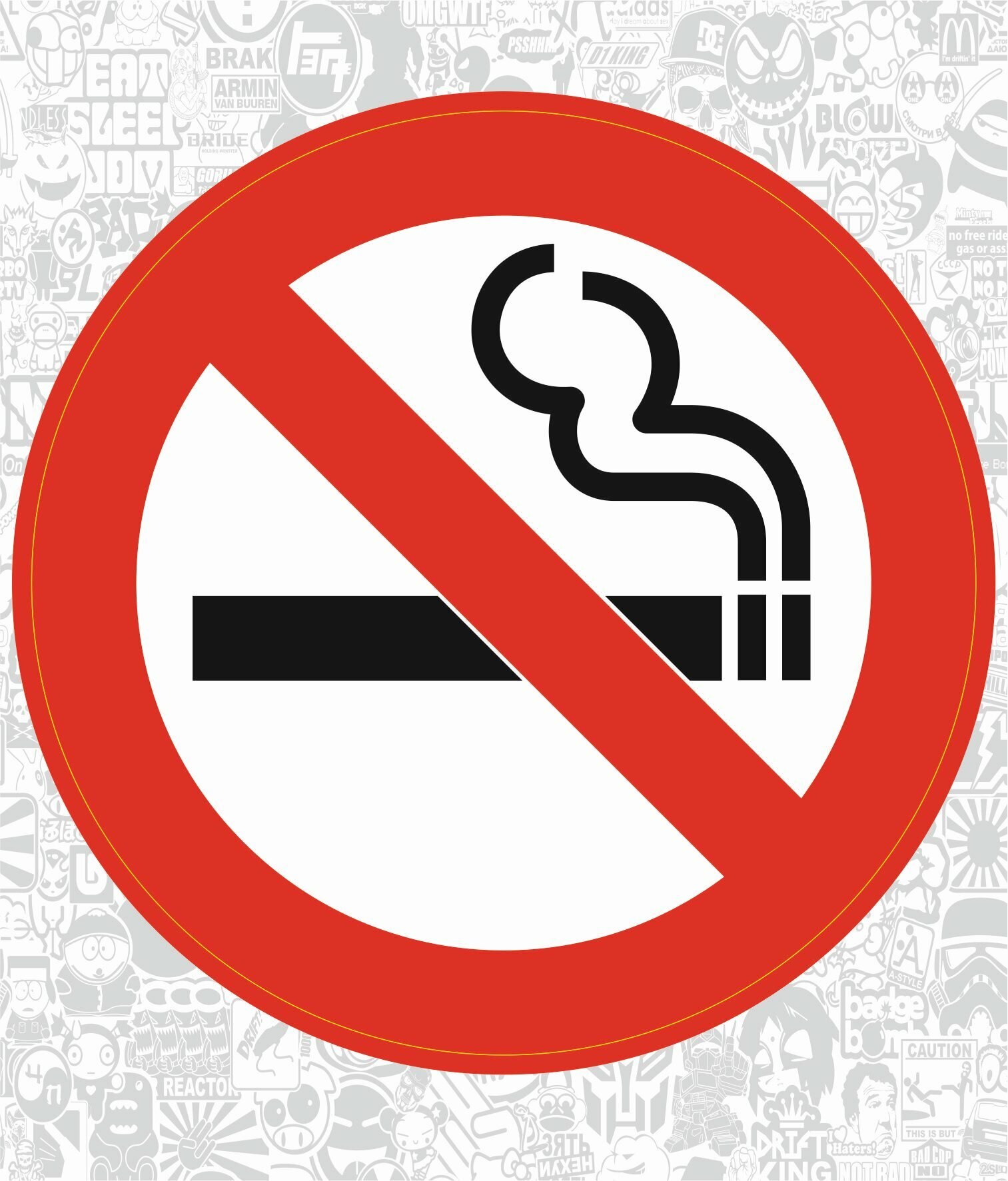 Наклейка «Не курить / курение запрещенно» 12 х 12см.