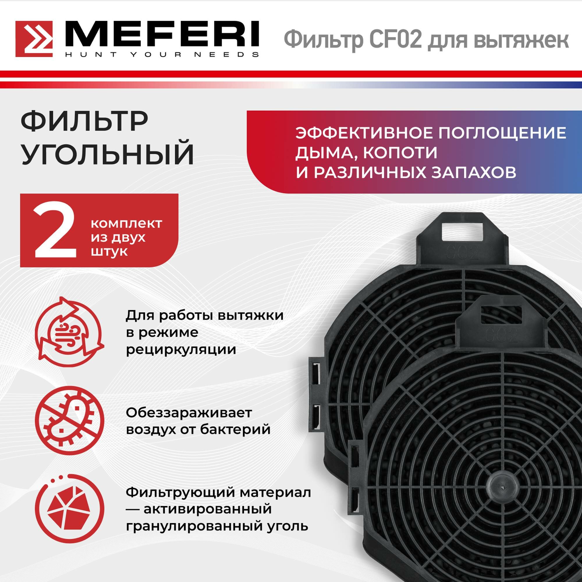 Фильтр угольный MEFERI CF02 (2 штуки в упаковке)