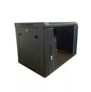 фото [W6UR] Настенный шкаф Wize Pro [W6UR] 19", 6U, 600х600 мм, стеклянная передняя дверь, задняя стенка металлическая, неоткидная, рэковые гайки: 10 шт, макс. вес нагрузки 60 кг, сталь, черный, установка на ножки (опционально)