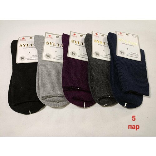 Носки Syltan, 5 пар, размер 37/41, черный, фиолетовый, серый, мультиколор носки syltan 5 пар размер 37 41 разноцветный