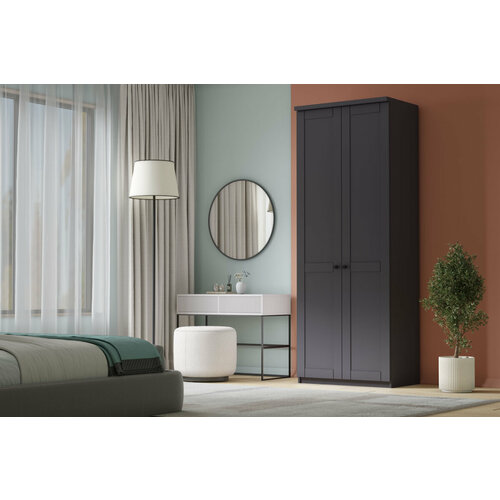 Шкаф распашной София РАХ-2 МДФ Графит для одежды двухдверный 80*220*50 Мегамебель серый, графит