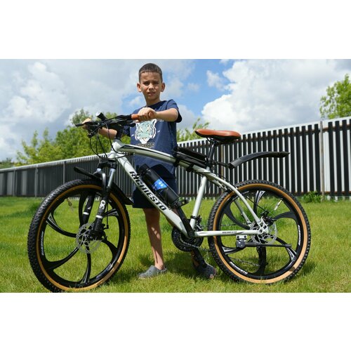 Велосипед горный RICHIESTO 24 колёса Алюминиевые кованные литые диски Спортивный серебристый 26500₽