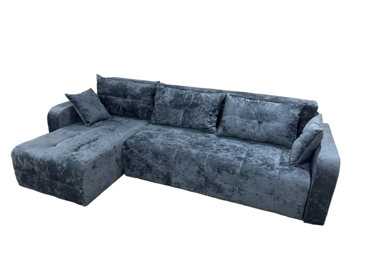 фото Диван угловой Вегас с правым углом (ппу, велюр cabrio, темно-коричневый)