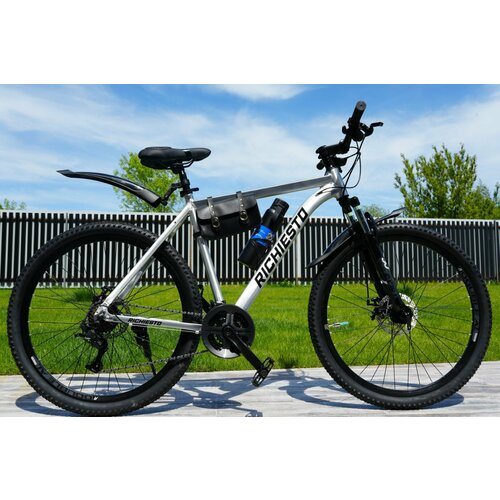 Велосипед горный RICHIESTO 26 21s Алюминиевая рама 19 Взрослый Спортивный Унисекс серебро 25900₽