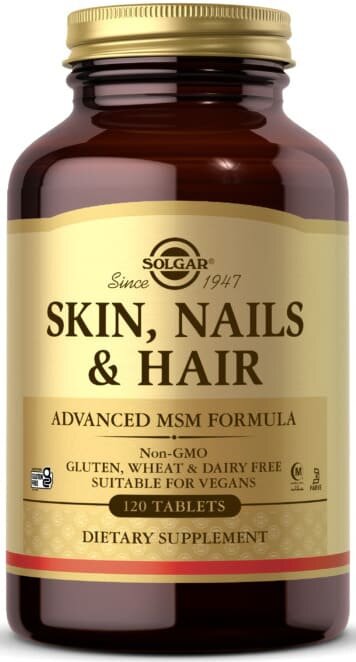 Solgar Skin, Nails and Hair Advanced MSM Formula, Кожа, Ногти и Волосы Улучшенная МСМ Формула 120 таблеток