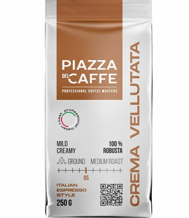 Piazza del Caffe Кофе Крема Велютата, 250 г