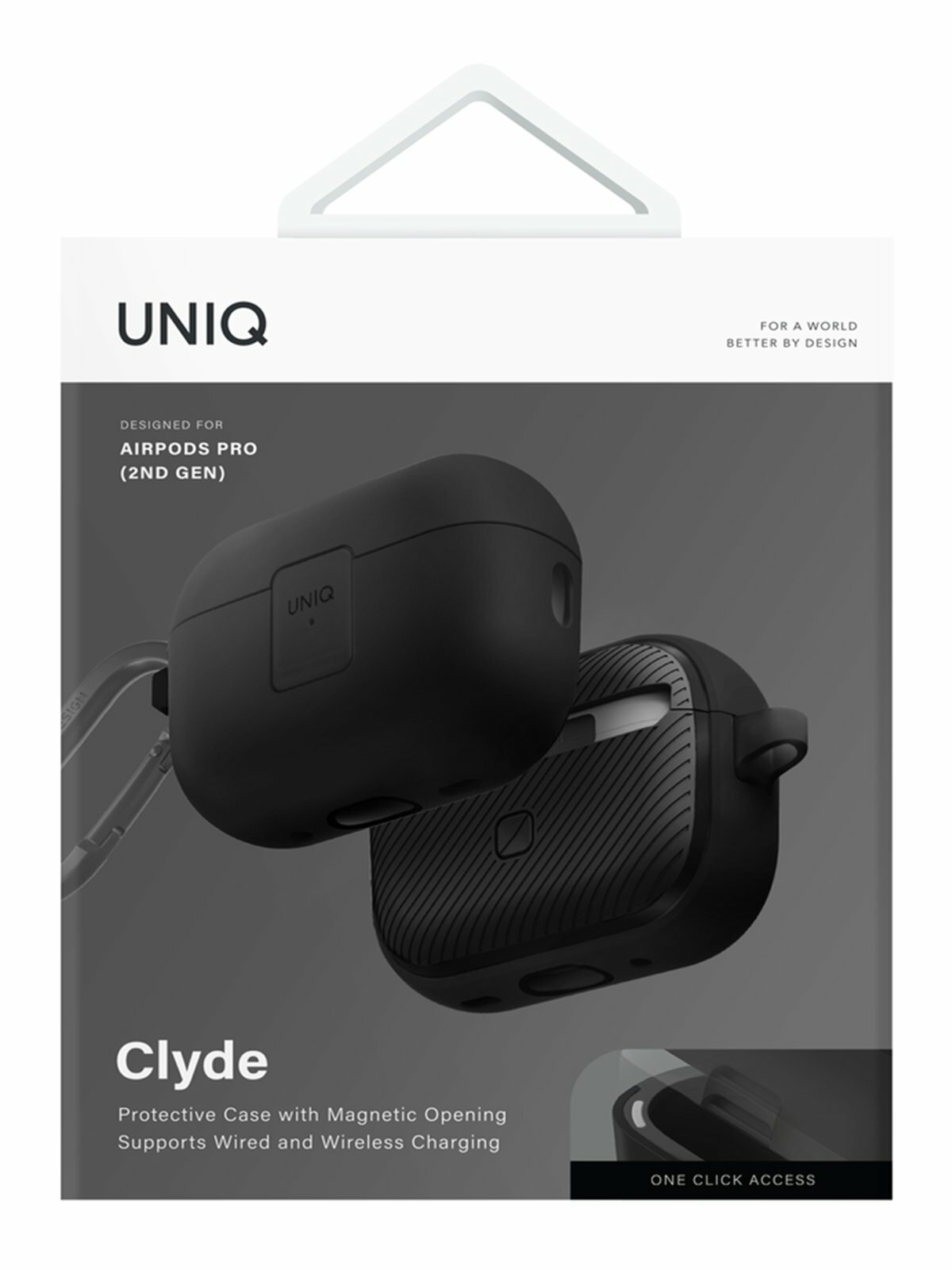 Чехол из полиуретана для Airpods Pro 2 UNIQ CLYDE цвет уголь/темно серый (CHARCOAL/DARK GREY) — фото 1