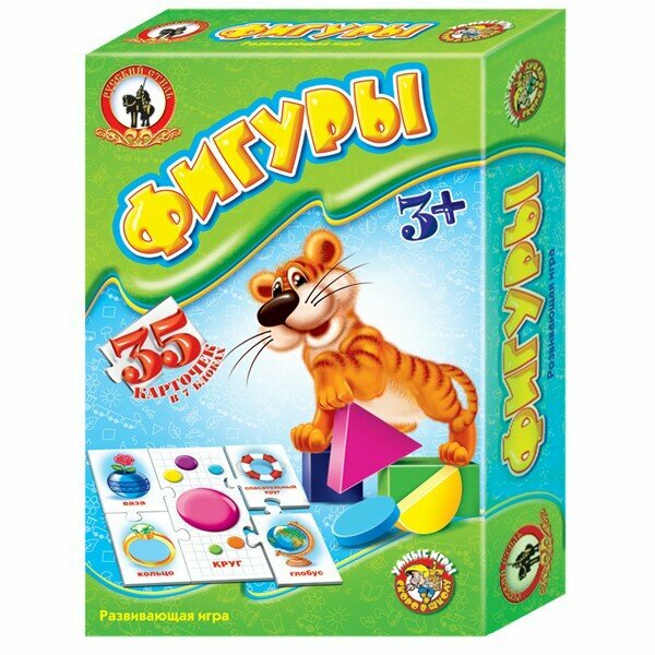 Игра настольная Русский Стиль Умные Игры "Фигуры", 35 карточек-пазлов, 3+, картон