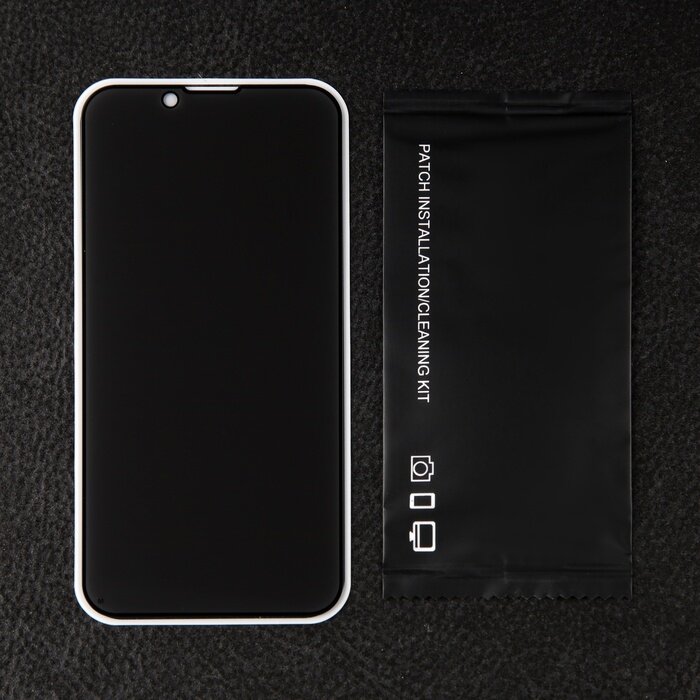 Защитное стекло для iPhone 13 mini, антишпион, 9H, 0.33 мм, чёрная рамка 9940515 — фото 1