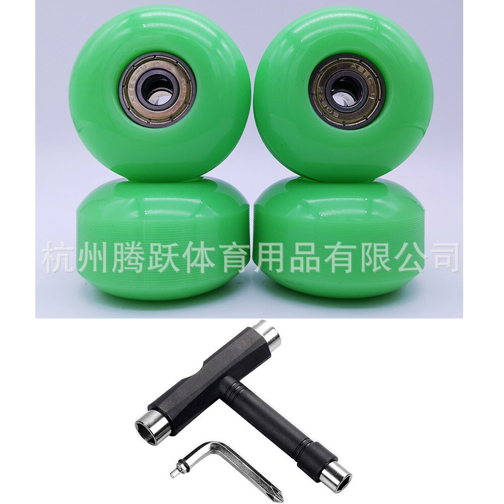 фото Скейтборд, 52х32 мм, двойное поворотное колесо 95A, с т-образной втулкой, оранжевый/красный