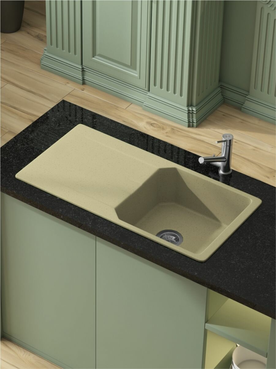 Мойка I Build Quartz, антивандальное покрытие, 98x22.9x22.9см, прямоуг, лайм. слоновая кость
