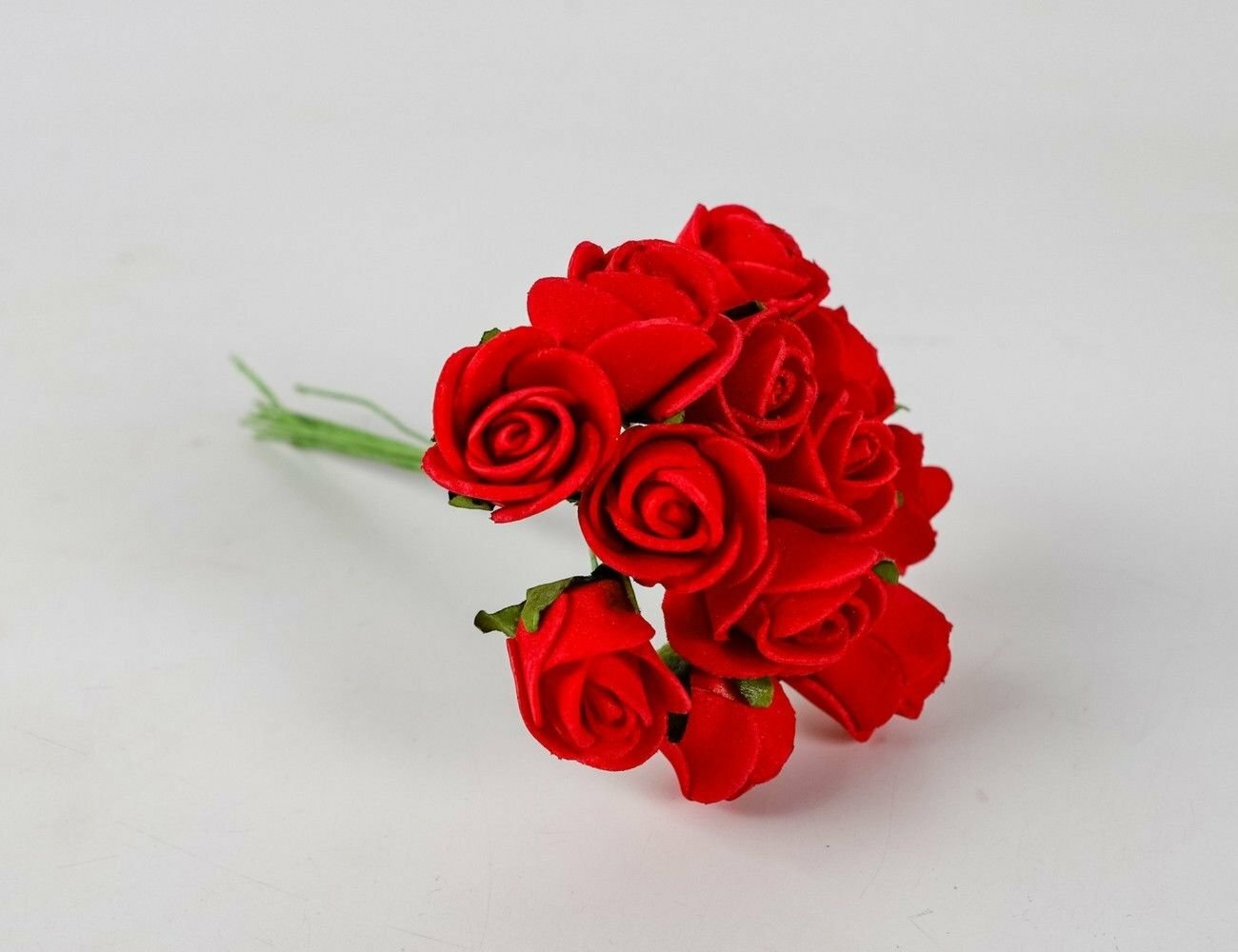 Искусственные розы для декора алые 2х10 см 12 шт 4 SEASONS