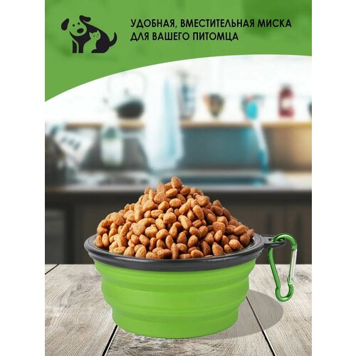 Миска для животных складная силиконовая, цвет зеленый, 13х9 см, Pets & Friends PF-BOWL10-04
