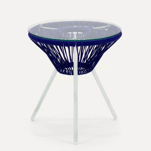 Изображение товара Кофейный стол KORNERA "Акапулько", каркас белый, искусственный ротанг фиолетовый