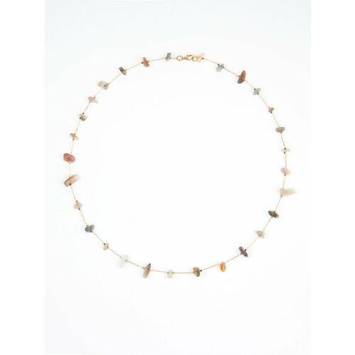 Колье Aleska, агат, длина 50 см, коричневый/бежевый