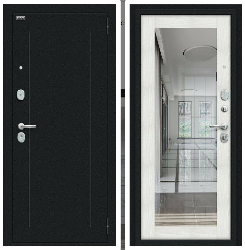 Входная Дверь Bravo Флэш Букле Черное/Bianco Veralinga 860x2050мм Правое Открывание / Браво.