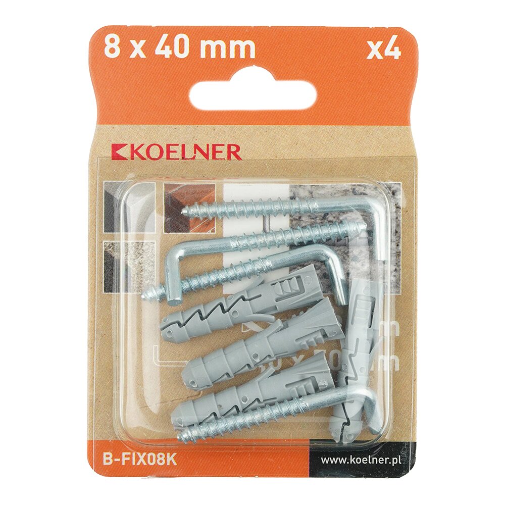 Дюбели Дюбель распорный KOELNER 8х40 мм с Г-крюком 5x50 мм 4 шт