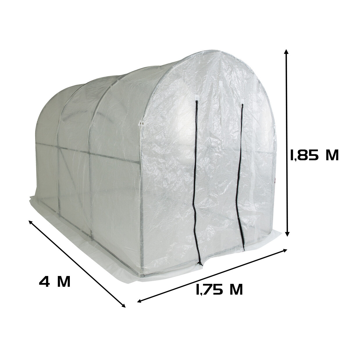 Теплица оцинкованная металлическая 4x1,75x1,85 м, армированная пленка, парник для рассады — фото 1