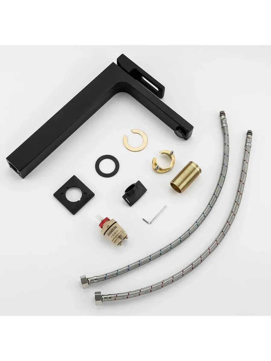 Смеситель Gappo, для раковины, черный, латунный, высокий излив — фото 1