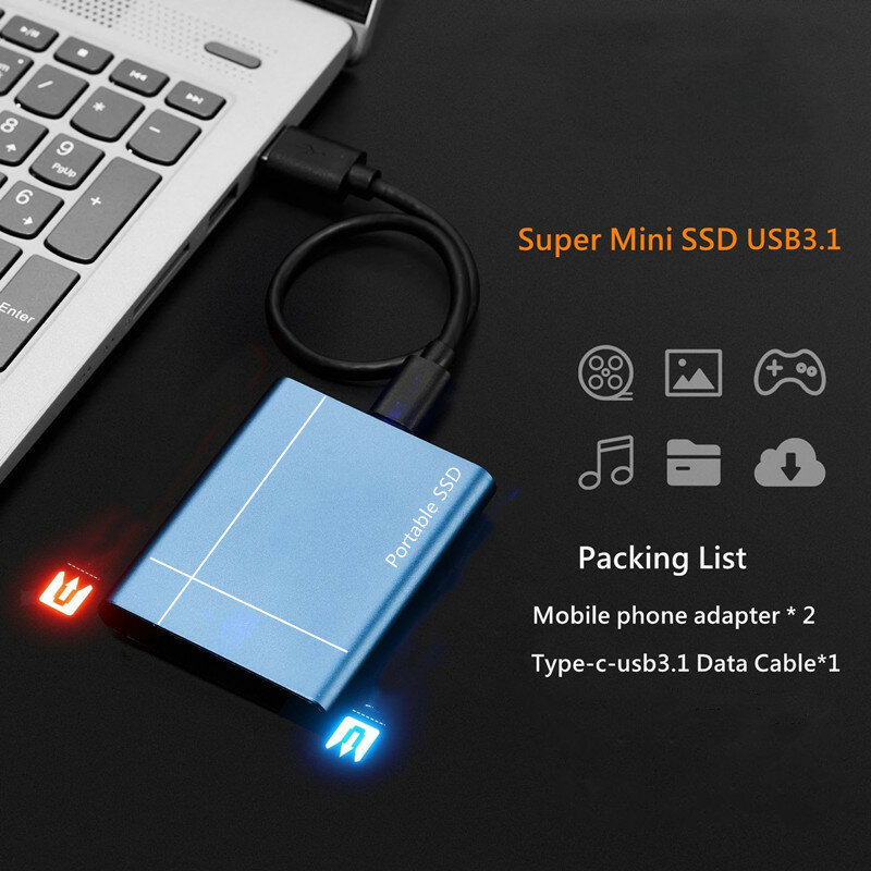 Внешний жесткий диск XIAOMI SSD, 2 TB, интерфейс USB 3.0, синий — фото 1