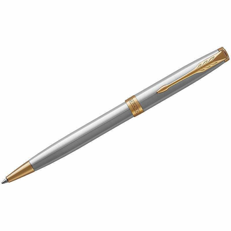 Ручка шариковая Parker "Sonnet Stainless Steel GT" черная, 1,0мм, поворот, подар. уп. (арт. 240061)
