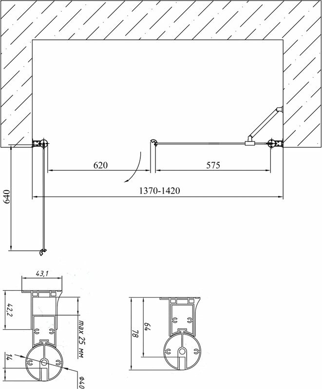 Душевая дверь в нишу Vegas Glass EP-F-2 0140 05 05 L стекло бронза, 140 - фото №6