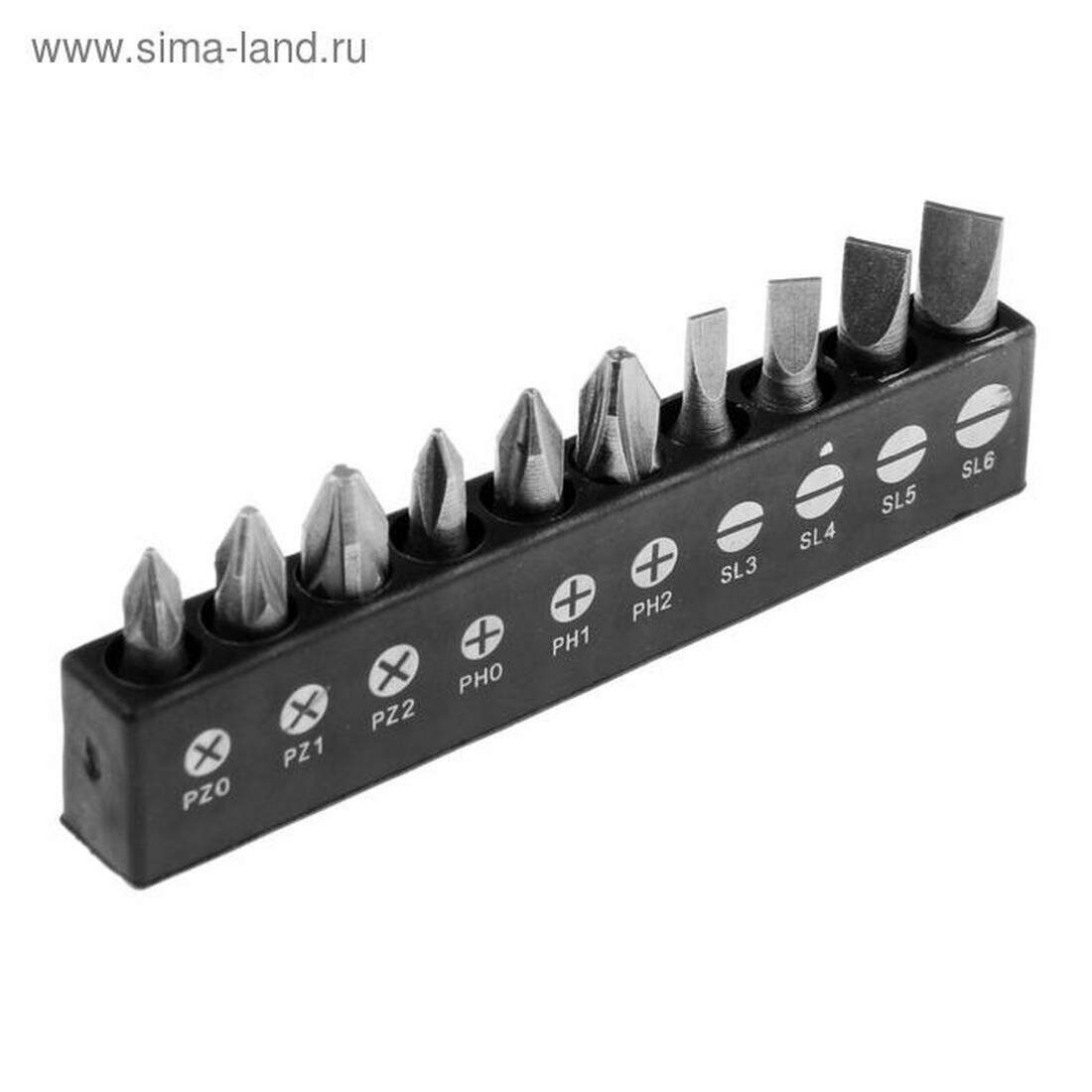 Набор бит тундра  сталь CrV  PH  PZ  SL х 25 мм  10 шт  в упаковке