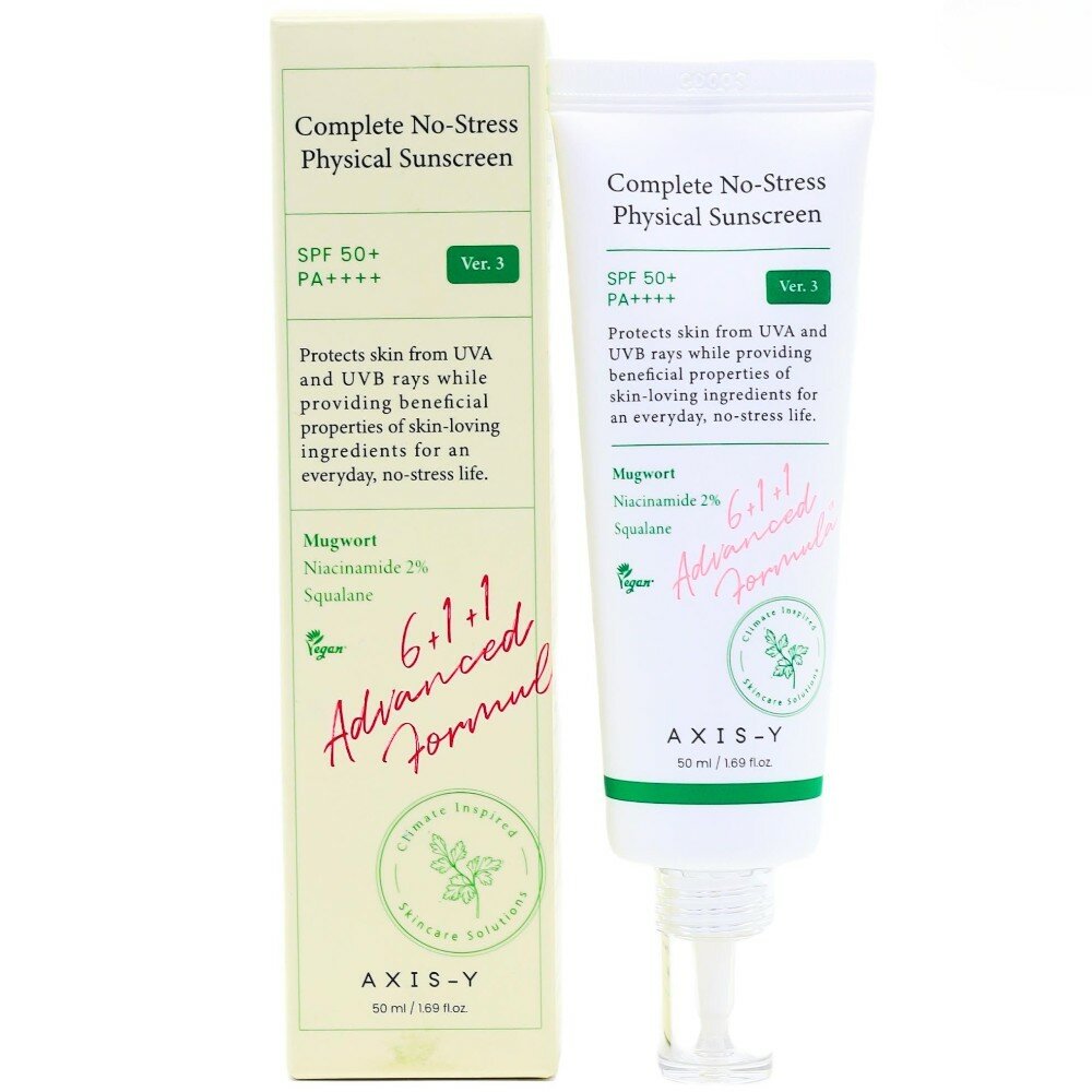 Солнцезащитный крем AXIS-Y Complete No-Stress Physical Sunscreen SPF 50+ PA++++ - 50мл — фото 1