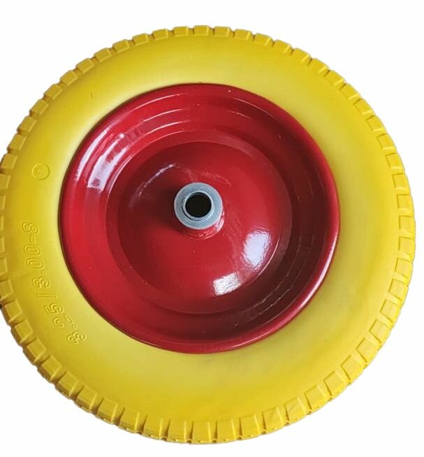 Колесо STANDART PU1301 размер 13*3,25-8 20/90мм диск сварной, пу желтый