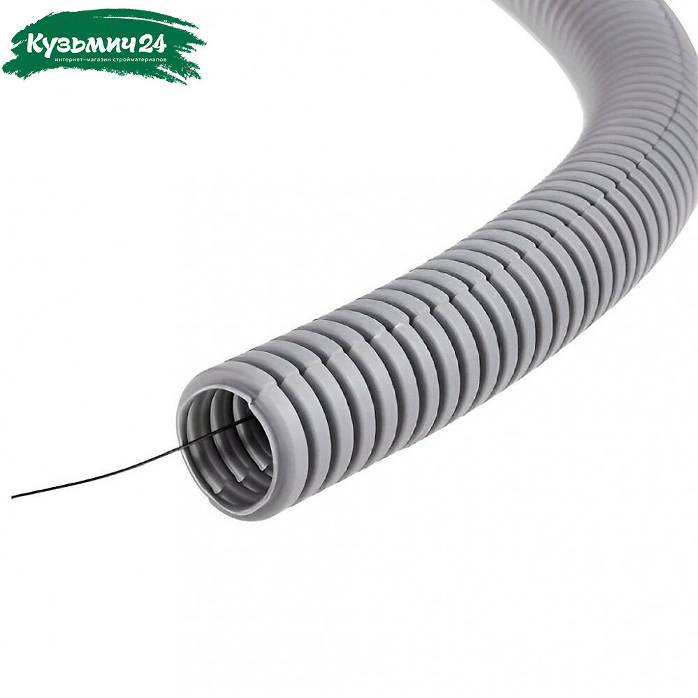 Труба гофрированная ПВХ Ruvinil 11601 с зондом диаметр 16 мм серая легкая