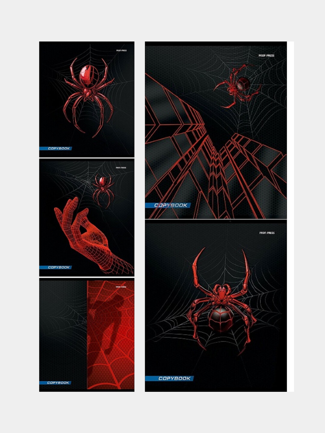 Тетрадь, А5, 48 листов, клетка, "Spider", 5 шт