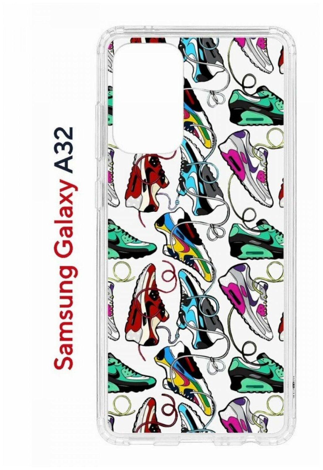Чехол для Samsung Galaxy A32 Kruche Print Кроссы Nike Air Max, противоударный силиконовый бампер с рисунком, пластиковая накладка с защитой камеры