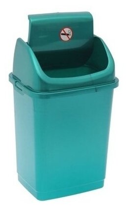 Ведро для мусора с подвижной крышкой (4л), пластик, зеленый - фотография № 2