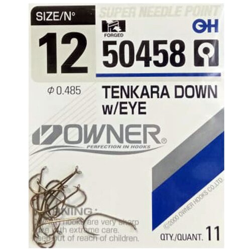 owner крючок owner 50457 tenkara straight размер 12 11шт Owner Крючок OWNER 50458 TENKARA DOWN W/EYE BROWN (Размер # 12; 11шт Brown)