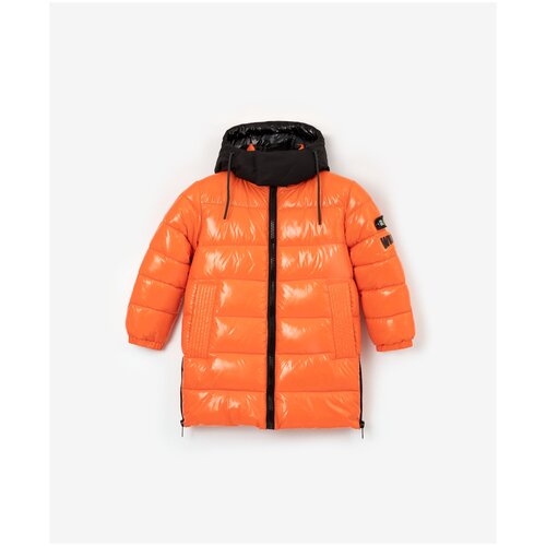 Пальто зимнее со светоотражающими элементами оранжевое Gulliver, размер 104, мод. 22204BMC4508