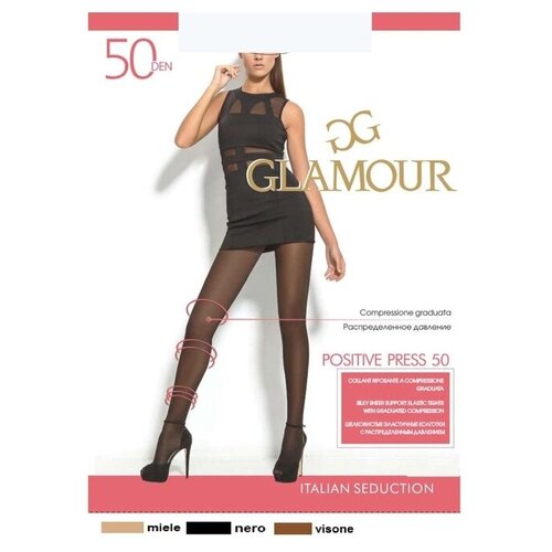 колготки glamour positive press 50 den размер 3 бежевый коричневый Колготки Glamour, размер 3, черный