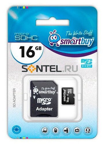 SB16GBSDCL10-01, карта памяти Micro SDHC 16GB Class 10, с адаптером, SmartBuy