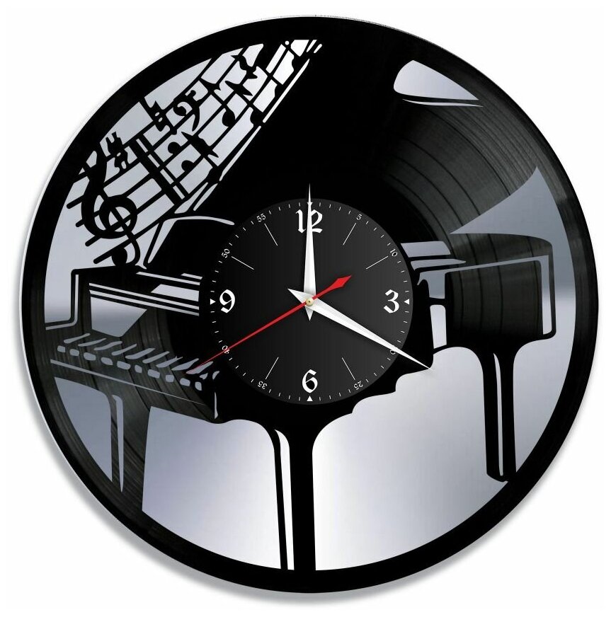 Часы из винила Redlaser "Музыка (Пианино), муыкальный инструмент, ноты" VW-10894-2