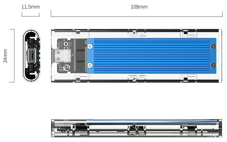Контейнер для SSD Orico синий (ORICO-TCM2-C3-BL)