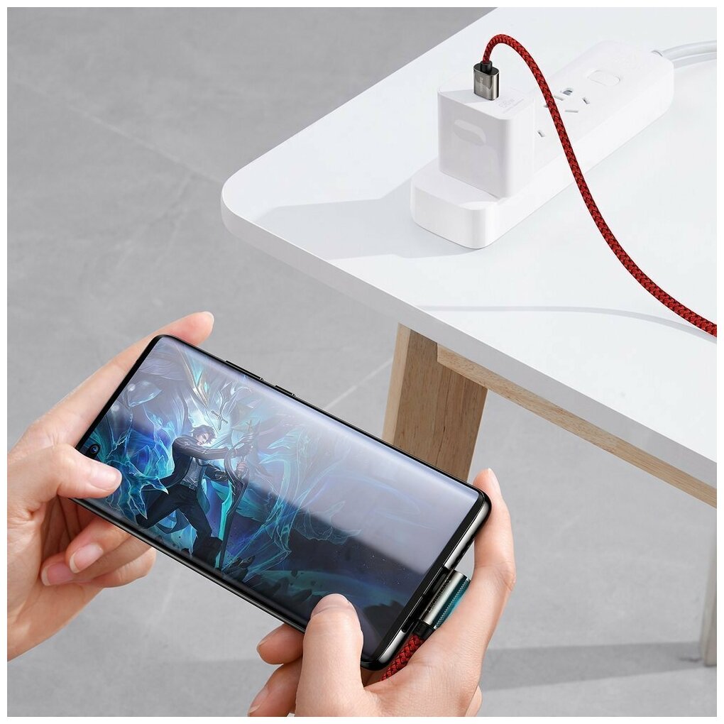 Кабель игровой BASEUS Legend Series Elbow, USB to Type-C, 66W, 2 м, Бордовый — фото 1